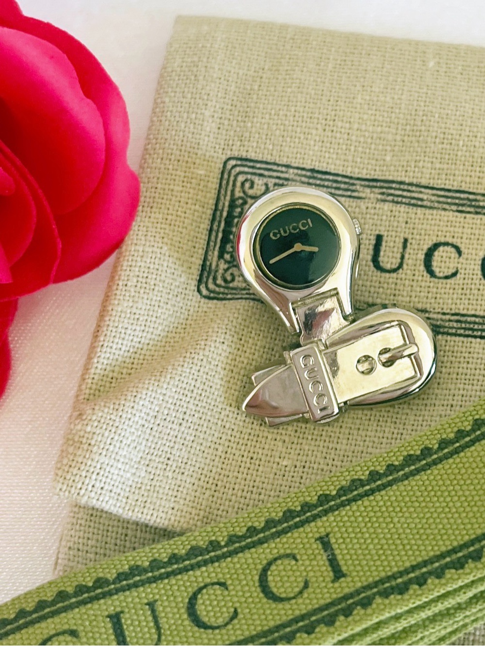GUCCI Vintage 6700L Lapel Pin Brooch Silvertone Stamped 1990s RARE - Picture 3 of 12